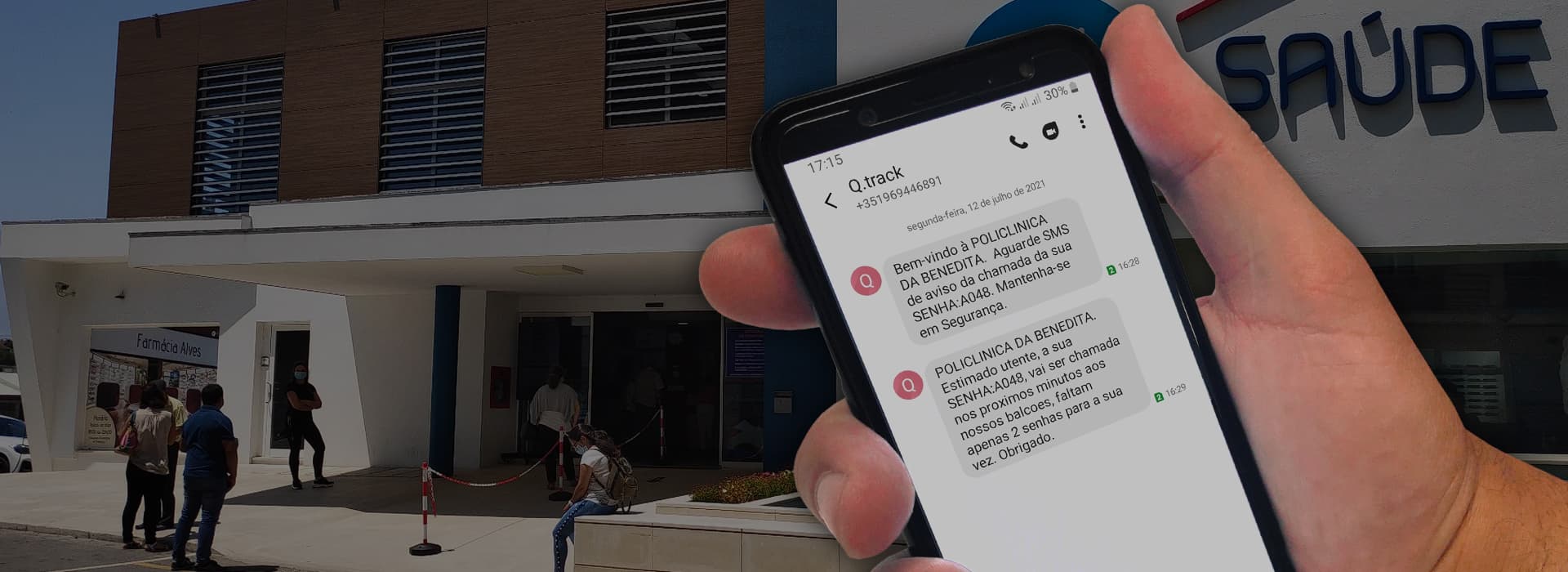 Cliente a receber alerta SMS para atendimento