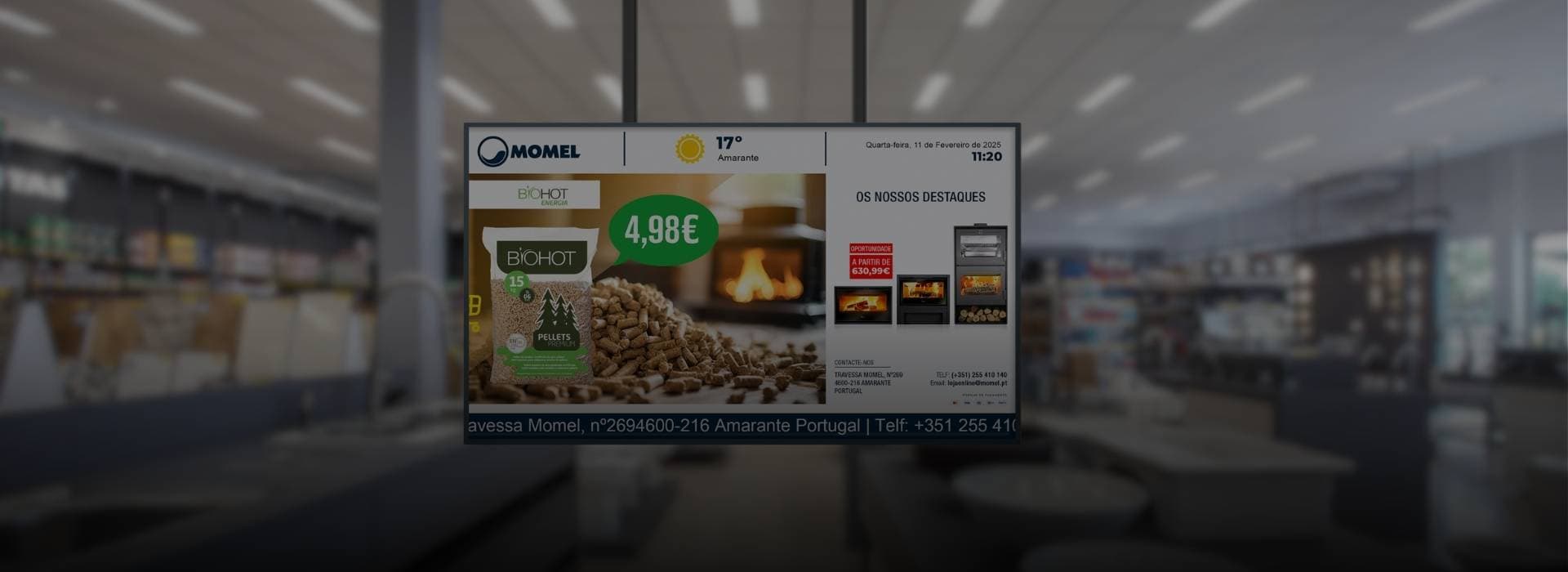 Plataforma de digital signage para ecrãs interiores e exteriores com gestão de conteúdos multimédia e comunicação visual