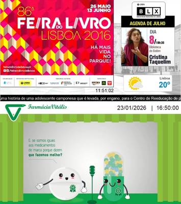 Exemplos de TV corporativa para eventos culturais e espaços com comunicação dinâmica.