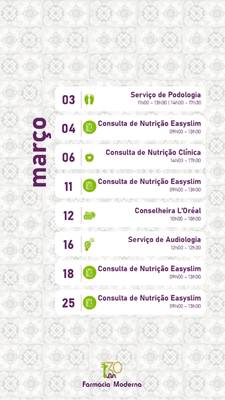 TV corporativa para farmácias e serviços de saúde: calendário de serviços, marca e informação ao público.