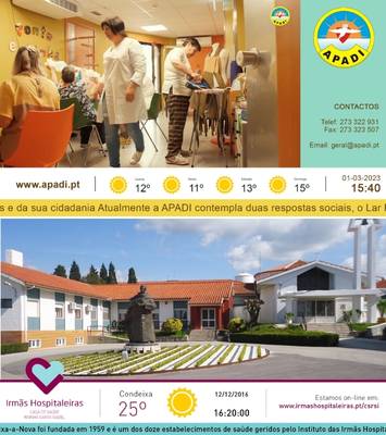 TV corporativa para instituições sociais e lares: conteúdos institucionais, contactos e bem-estar.