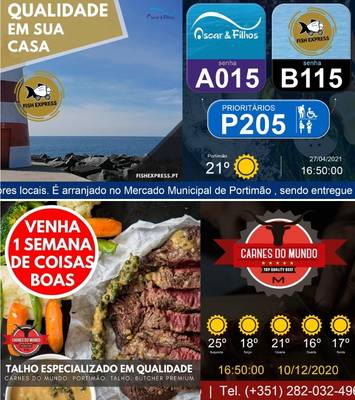 TV corporativa para peixarias e talhos: filas, entrega de carne e comunicação no ponto de venda.